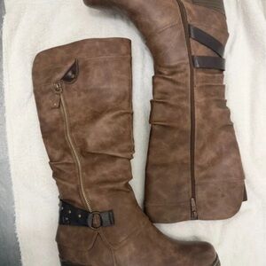 Boots Brown Heeled Leather Boots for Women